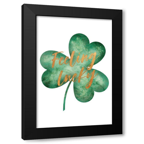 Feeling Lucky Black Modern Wood Framed Art Print by JJ Design