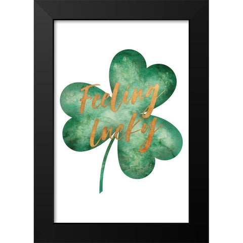 Feeling Lucky Black Modern Wood Framed Art Print by JJ Design