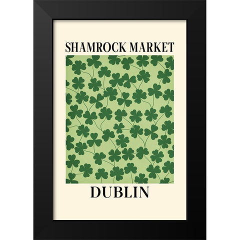 Shamrock Market Black Modern Wood Framed Art Print by JJ Design