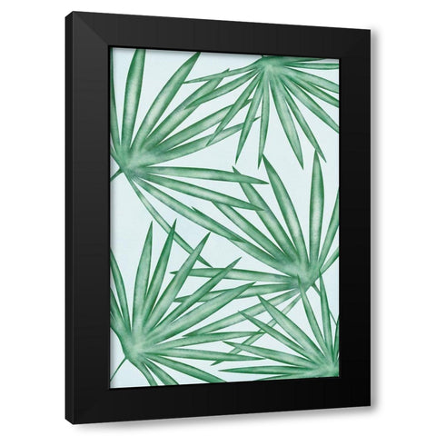Fan Palms Black Modern Wood Framed Art Print by JJ Design
