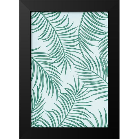 Palm Leaves Black Modern Wood Framed Art Print by JJ Design