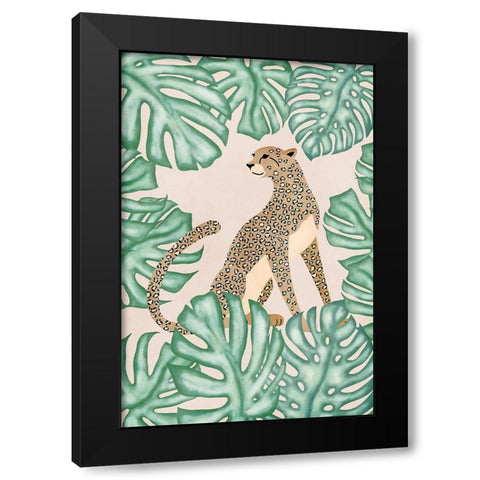 Leopard Black Modern Wood Framed Art Print with Double Matting by JJ Design