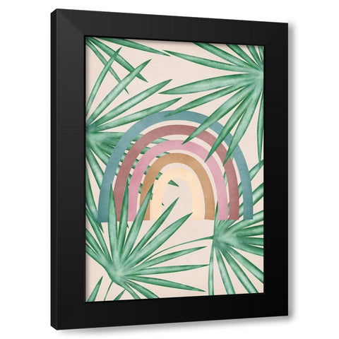 Rainbow Black Modern Wood Framed Art Print by JJ Design