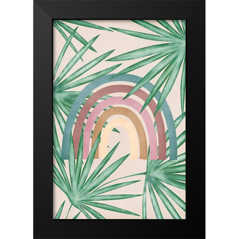 Rainbow Black Modern Wood Framed Art Print by JJ Design
