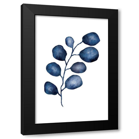 Blue Leaves I Black Modern Wood Framed Art Print by JJ Design