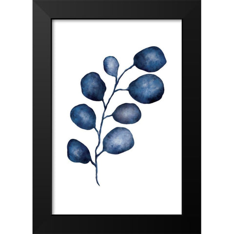 Blue Leaves I Black Modern Wood Framed Art Print by JJ Design