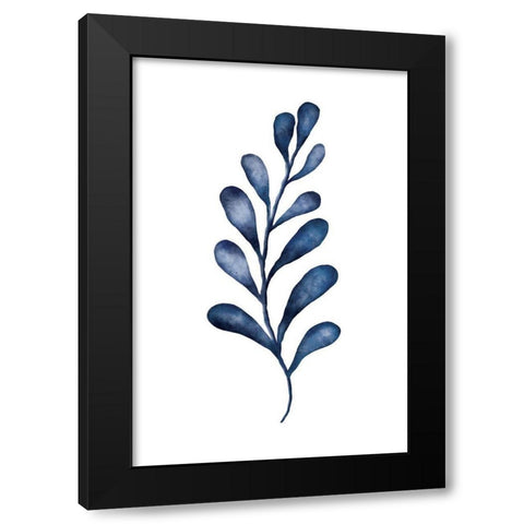 Blue Leaves IV Black Modern Wood Framed Art Print by JJ Design