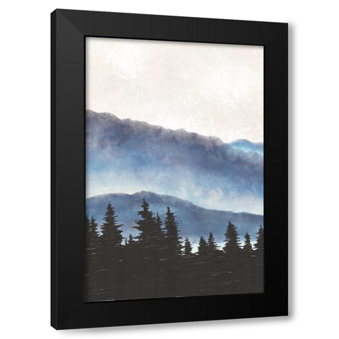 Blue Landscape I Black Modern Wood Framed Art Print with Double Matting by JJ Design