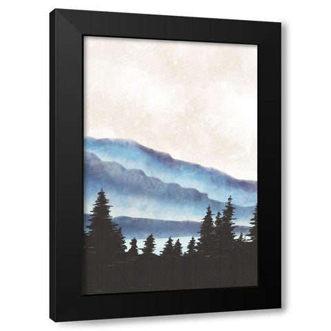 Blue Landscape II Black Modern Wood Framed Art Print with Double Matting by JJ Design