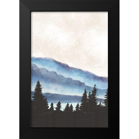 Blue Landscape II Black Modern Wood Framed Art Print by JJ Design