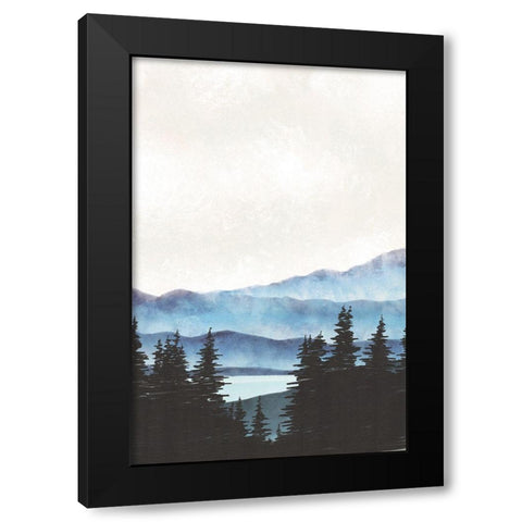 Blue Landscape III Black Modern Wood Framed Art Print with Double Matting by JJ Design