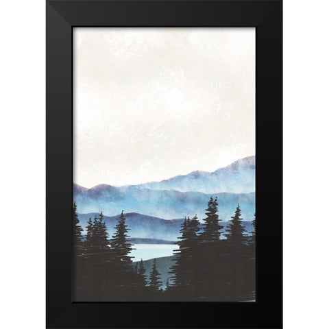 Blue Landscape III Black Modern Wood Framed Art Print by JJ Design