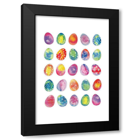 Easter Eggs Black Modern Wood Framed Art Print with Double Matting by JJ Design