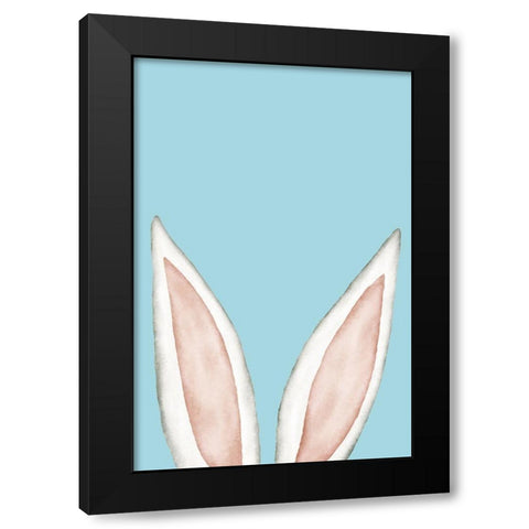 Bunny Ears Black Modern Wood Framed Art Print by JJ Design