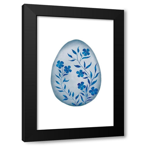Blue Egg Black Modern Wood Framed Art Print with Double Matting by JJ Design