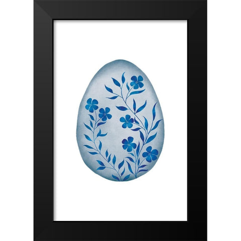 Blue Egg Black Modern Wood Framed Art Print by JJ Design