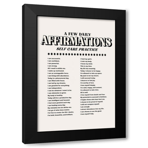 Self Care Practice Black Modern Wood Framed Art Print with Double Matting by JJ Design