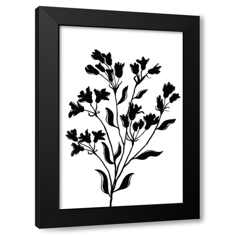 Black Flowers Black Modern Wood Framed Art Print by JJ Design