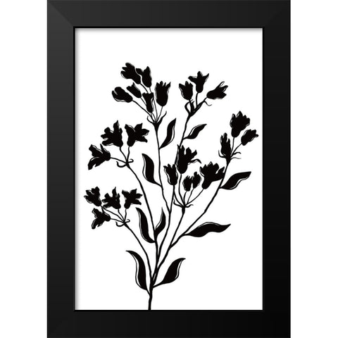 Black Flowers Black Modern Wood Framed Art Print by JJ Design