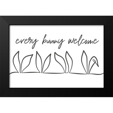 Every Bunny Black Modern Wood Framed Art Print by JJ Design