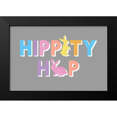 Hippity Hop Black Modern Wood Framed Art Print by JJ Design