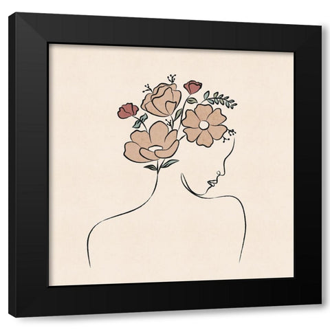 Flowers in her Hair Black Modern Wood Framed Art Print with Double Matting by JJ Design