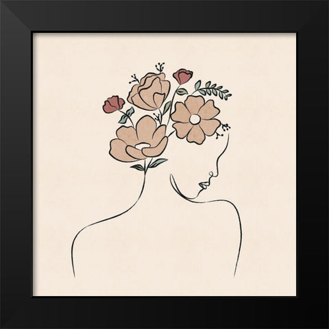 Flowers in her Hair Black Modern Wood Framed Art Print by JJ Design