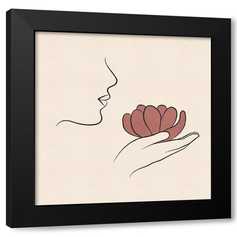 Hand Held Bloom Black Modern Wood Framed Art Print with Double Matting by JJ Design