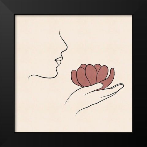 Hand Held Bloom Black Modern Wood Framed Art Print by JJ Design