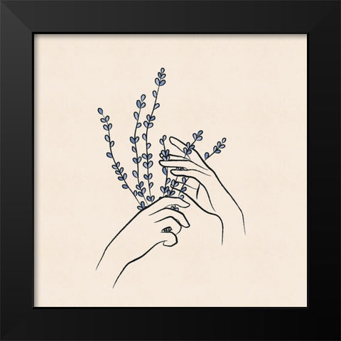 Lavender Hands Black Modern Wood Framed Art Print by JJ Design
