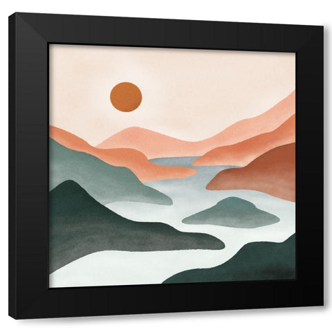 Landscape Black Modern Wood Framed Art Print by JJ Design
