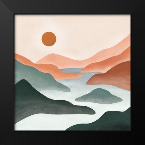 Landscape Black Modern Wood Framed Art Print by JJ Design