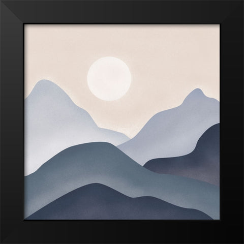 Blue Mountains Black Modern Wood Framed Art Print by JJ Design