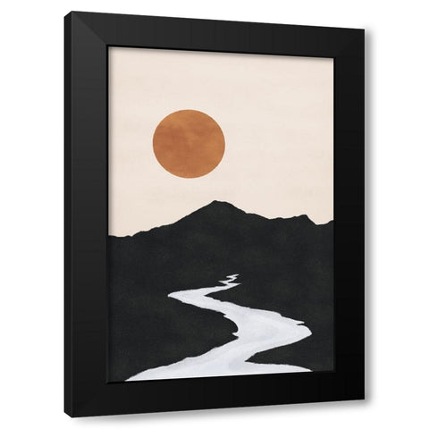 Black Mountain Sunset Black Modern Wood Framed Art Print by JJ Design