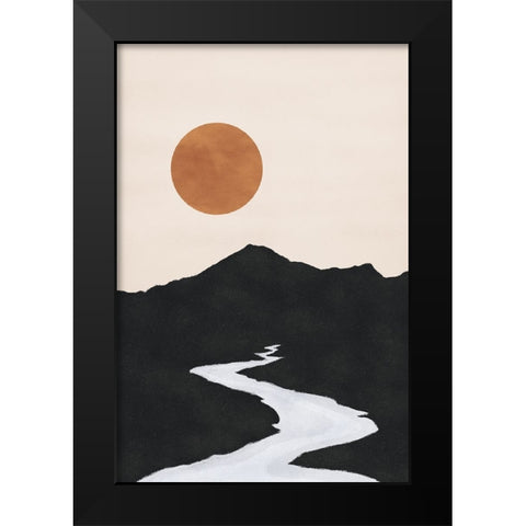 Black Mountain Sunset Black Modern Wood Framed Art Print by JJ Design