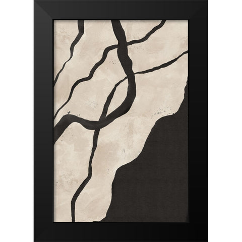 Scribbles II Black Modern Wood Framed Art Print by JJ Design