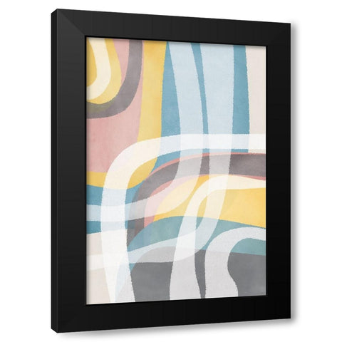 Soft Shapes Black Modern Wood Framed Art Print with Double Matting by JJ Design