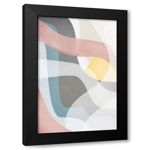 Soft Shapes II Black Modern Wood Framed Art Print by JJ Design