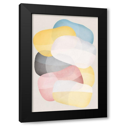 Soft Shapes III Black Modern Wood Framed Art Print with Double Matting by JJ Design
