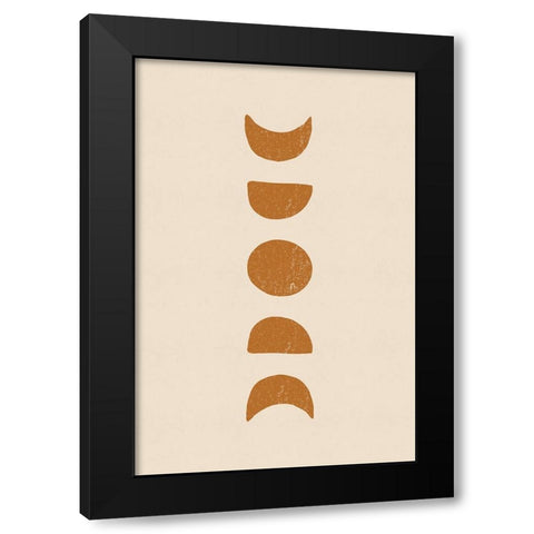 Moon Cycle Black Modern Wood Framed Art Print with Double Matting by JJ Design