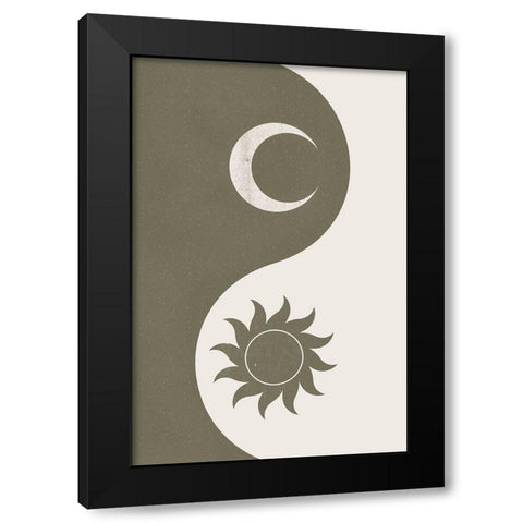 Yin Yang Black Modern Wood Framed Art Print by JJ Design