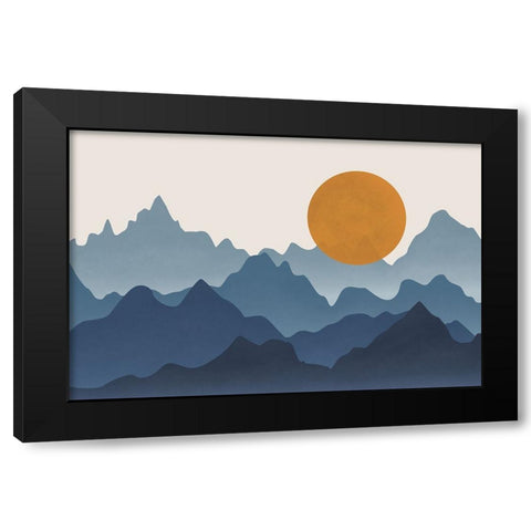 Blue Mountains Black Modern Wood Framed Art Print by JJ Design