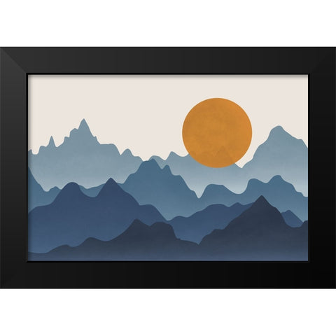 Blue Mountains Black Modern Wood Framed Art Print by JJ Design