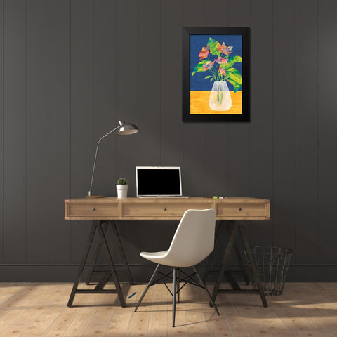 Flower Vase Black Modern Wood Framed Art Print by JJ Design