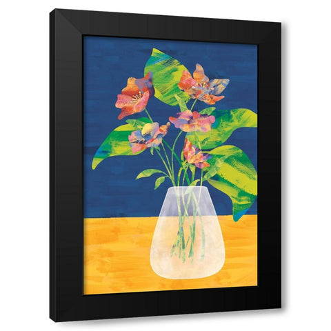 Flower Vase Black Modern Wood Framed Art Print with Double Matting by JJ Design