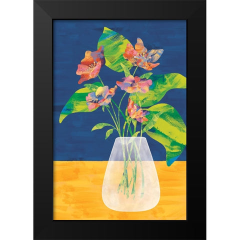Flower Vase Black Modern Wood Framed Art Print by JJ Design