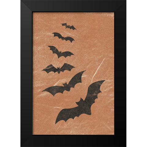 Bats Black Modern Wood Framed Art Print by JJ Design