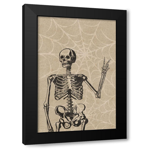 Peace Skeleton Black Modern Wood Framed Art Print with Double Matting by JJ Design