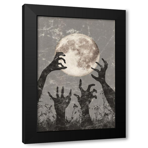 Zombie Hands Black Modern Wood Framed Art Print with Double Matting by JJ Design