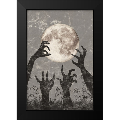 Zombie Hands Black Modern Wood Framed Art Print by JJ Design